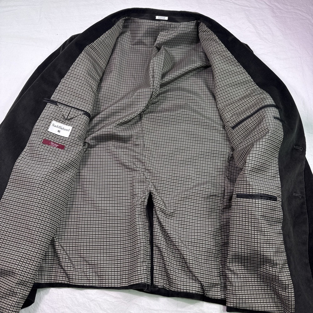 Saddlebred Sport Coat Mens 54L Dark, Gray Corduroy Cotton 2 Button Blazer Academ - Picture 7 of 10